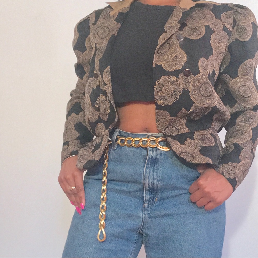 Thrifted Vintage 90’s Black & Gold Jacket